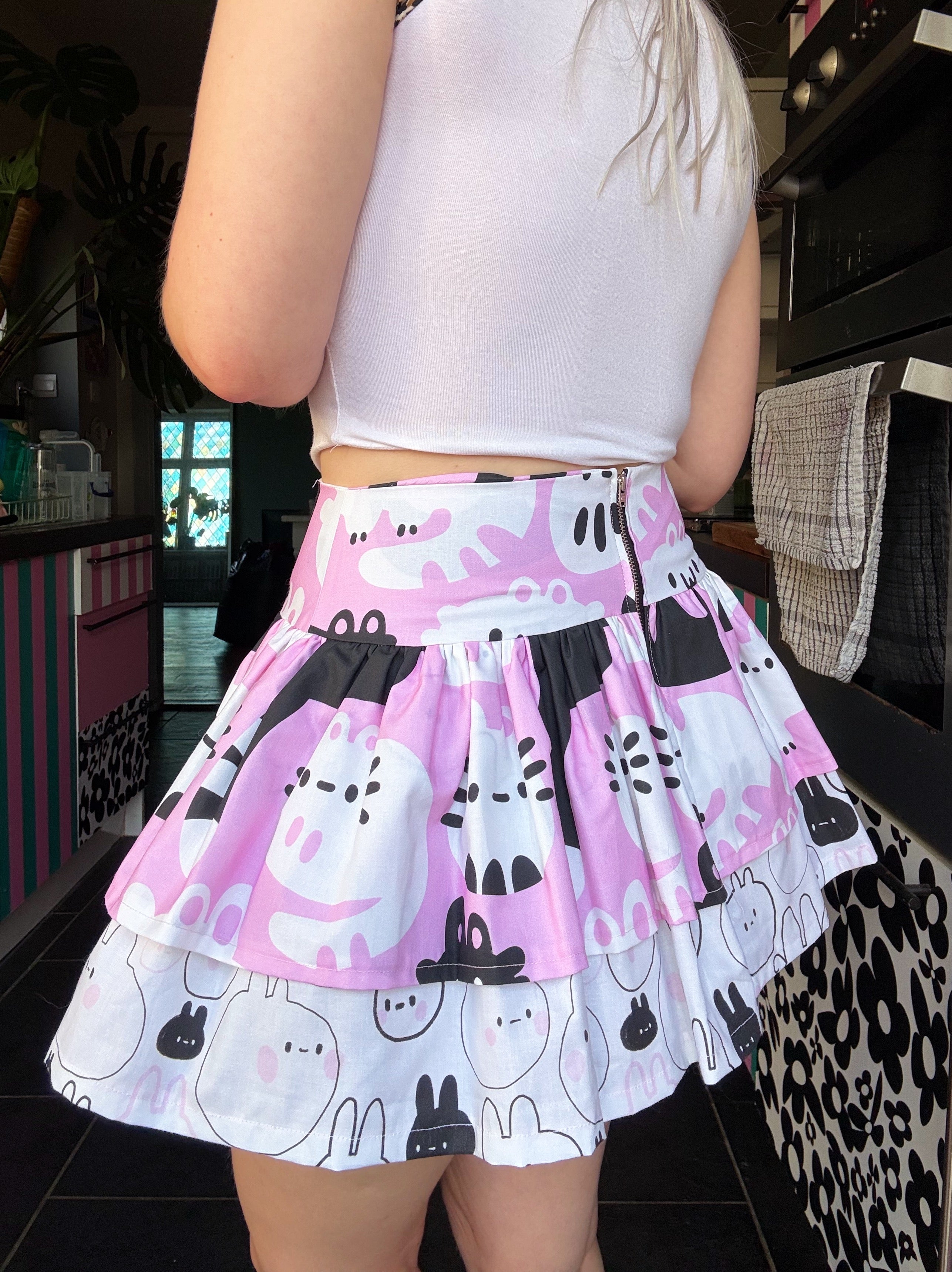 Pink Cats Corset Mini Ruffled Skirt (UK8)