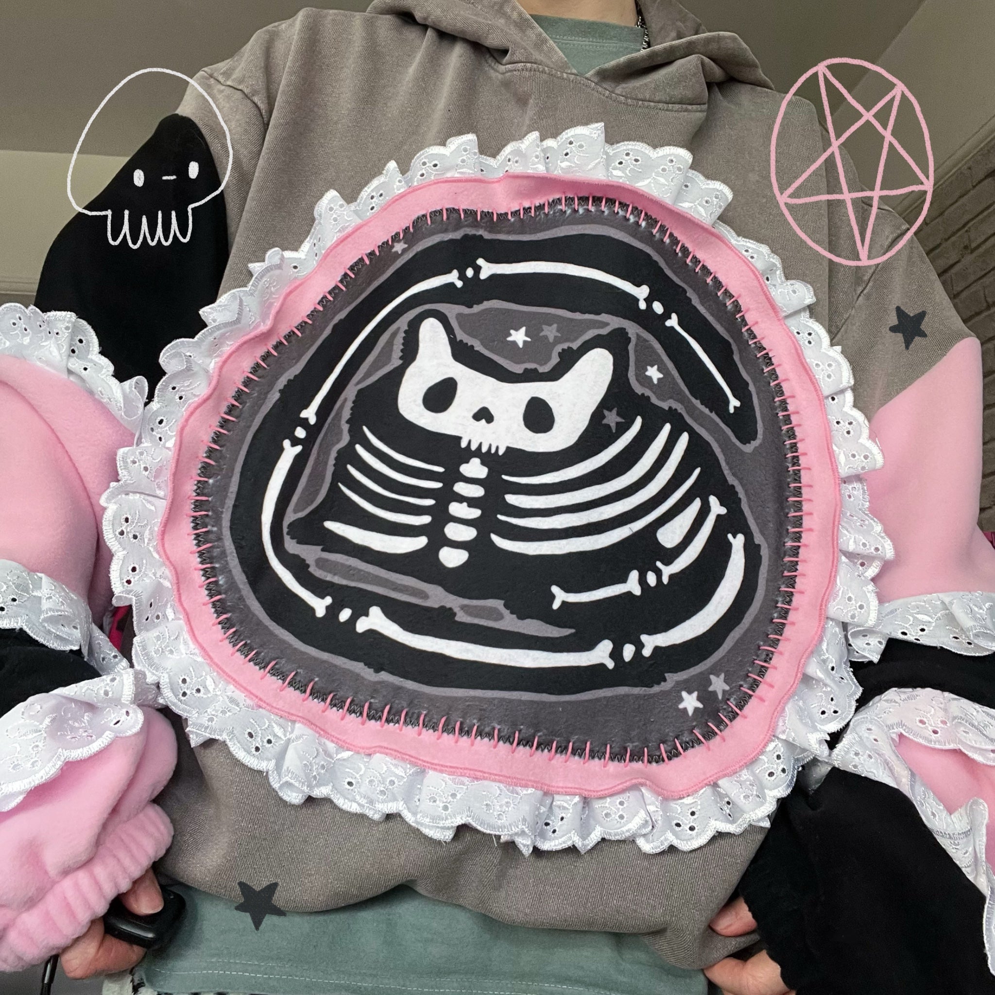 Skelly Kitty Frilly Hoody (made 2 order)