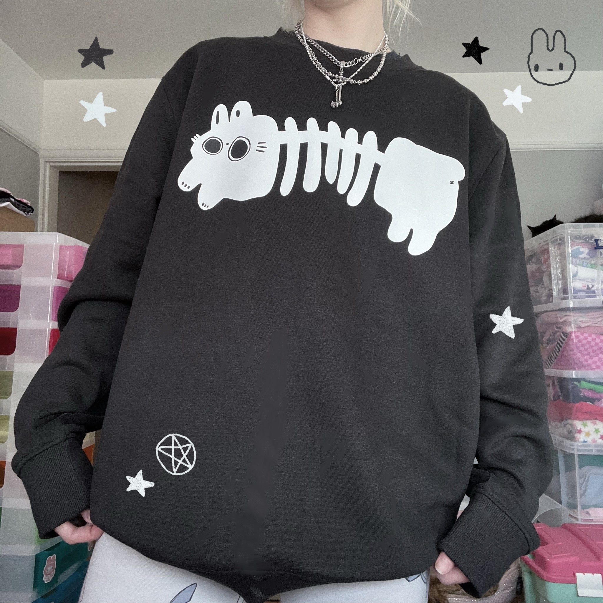 Skelly Bunny Sweater (made 2 order)