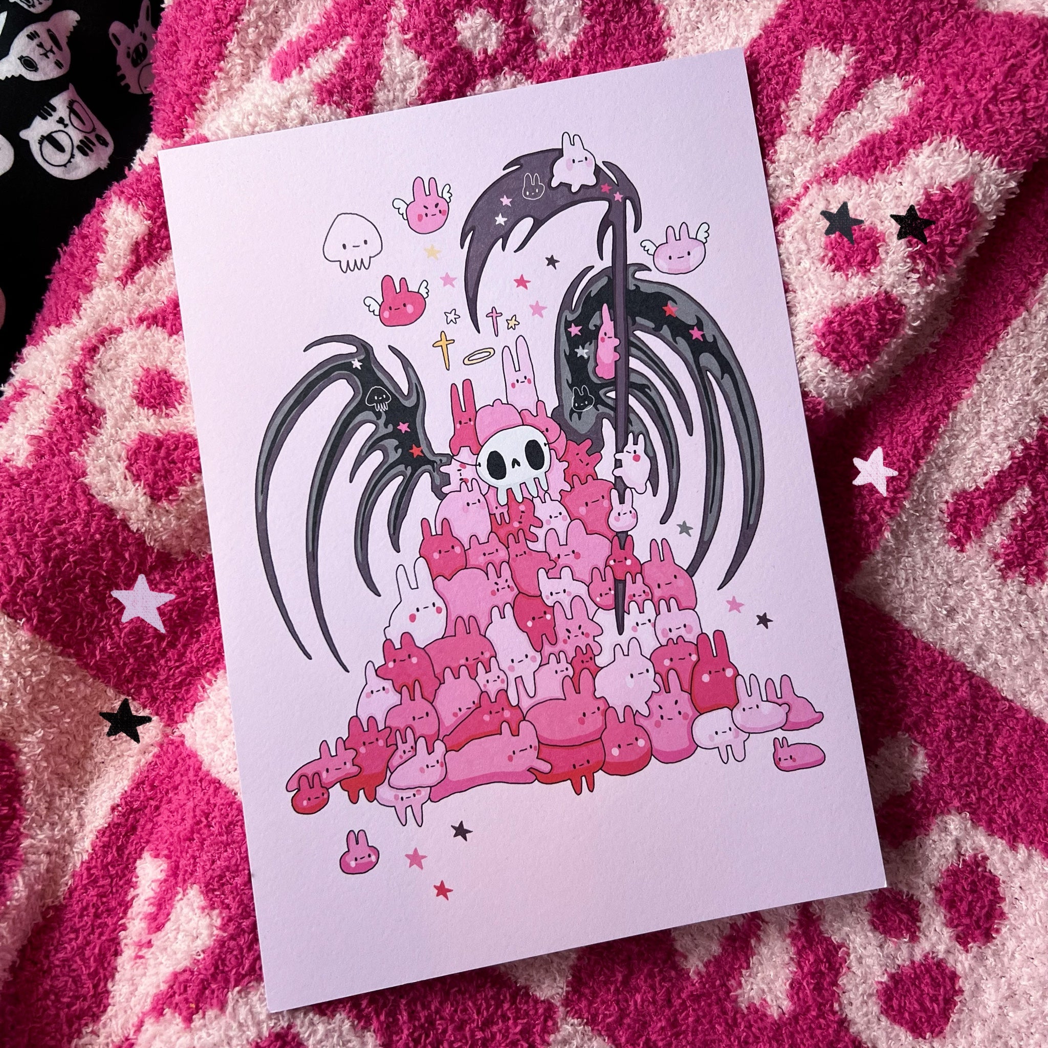 Pink Bunny Reaper A4 Print