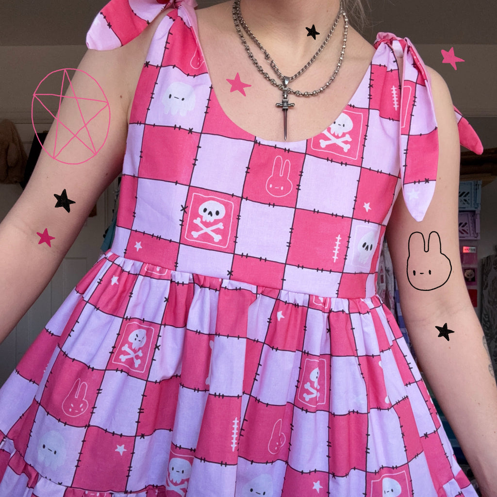 Pink and Red Check Dress *choose ur style* (made 2 order)