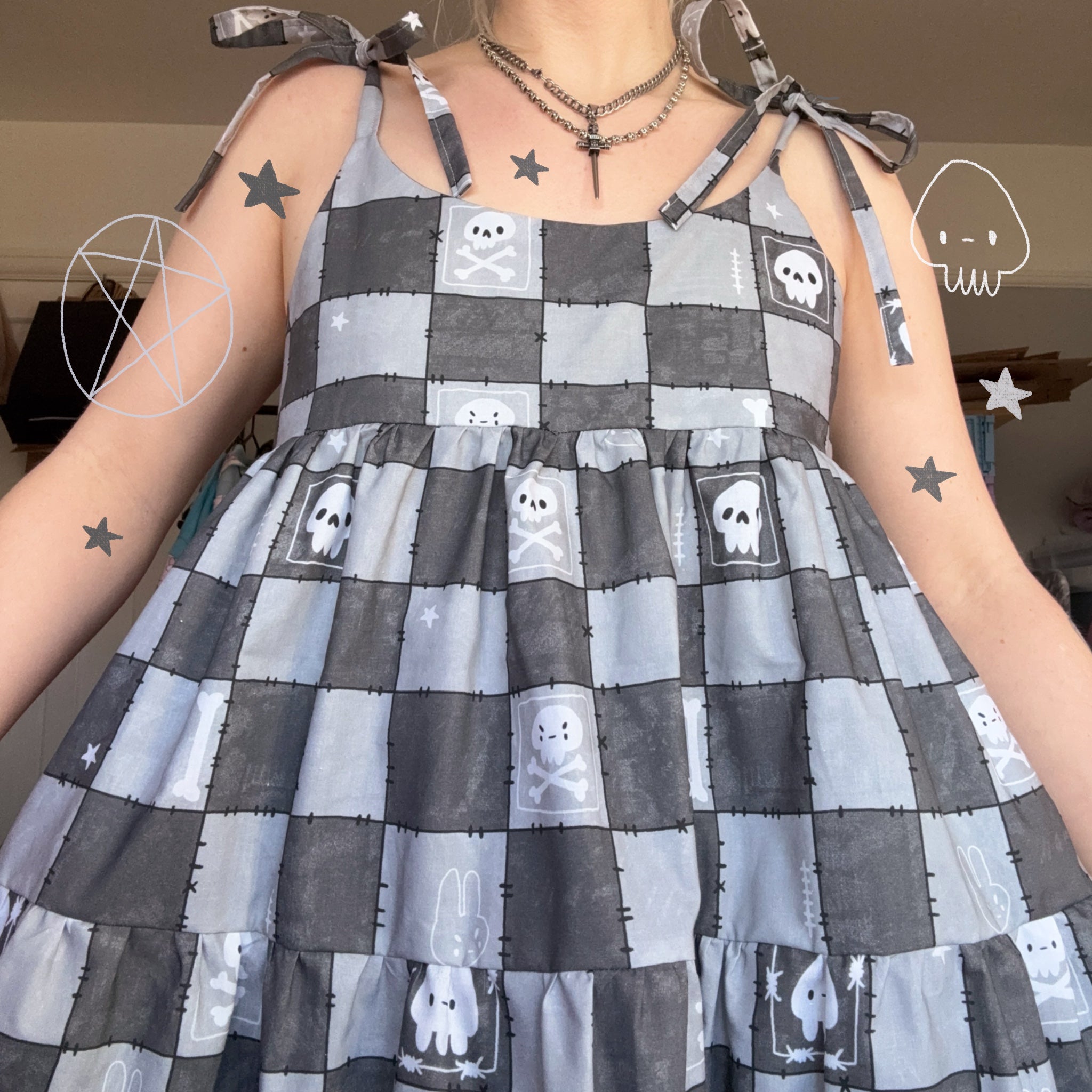 Grey Check Dress *choose ur style* (made 2 order)