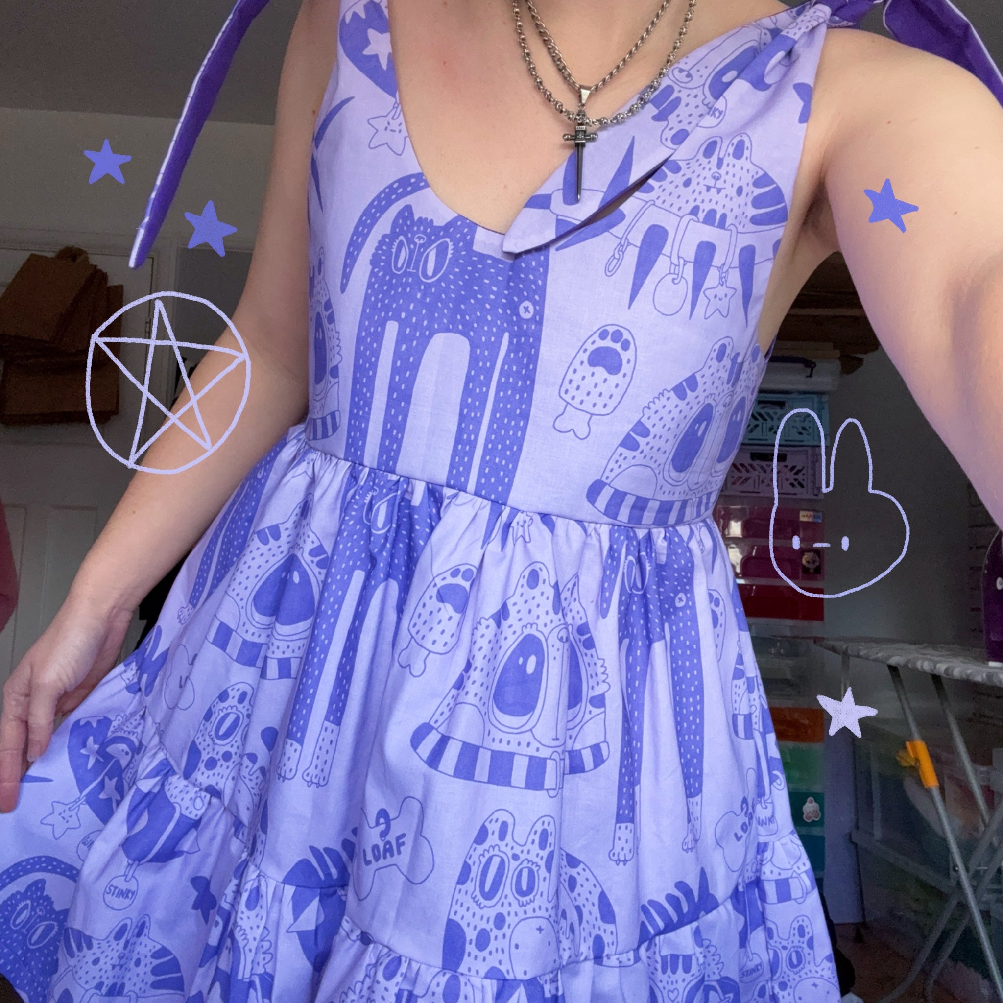 Purple Cats Dress *choose ur style* (made 2 order)