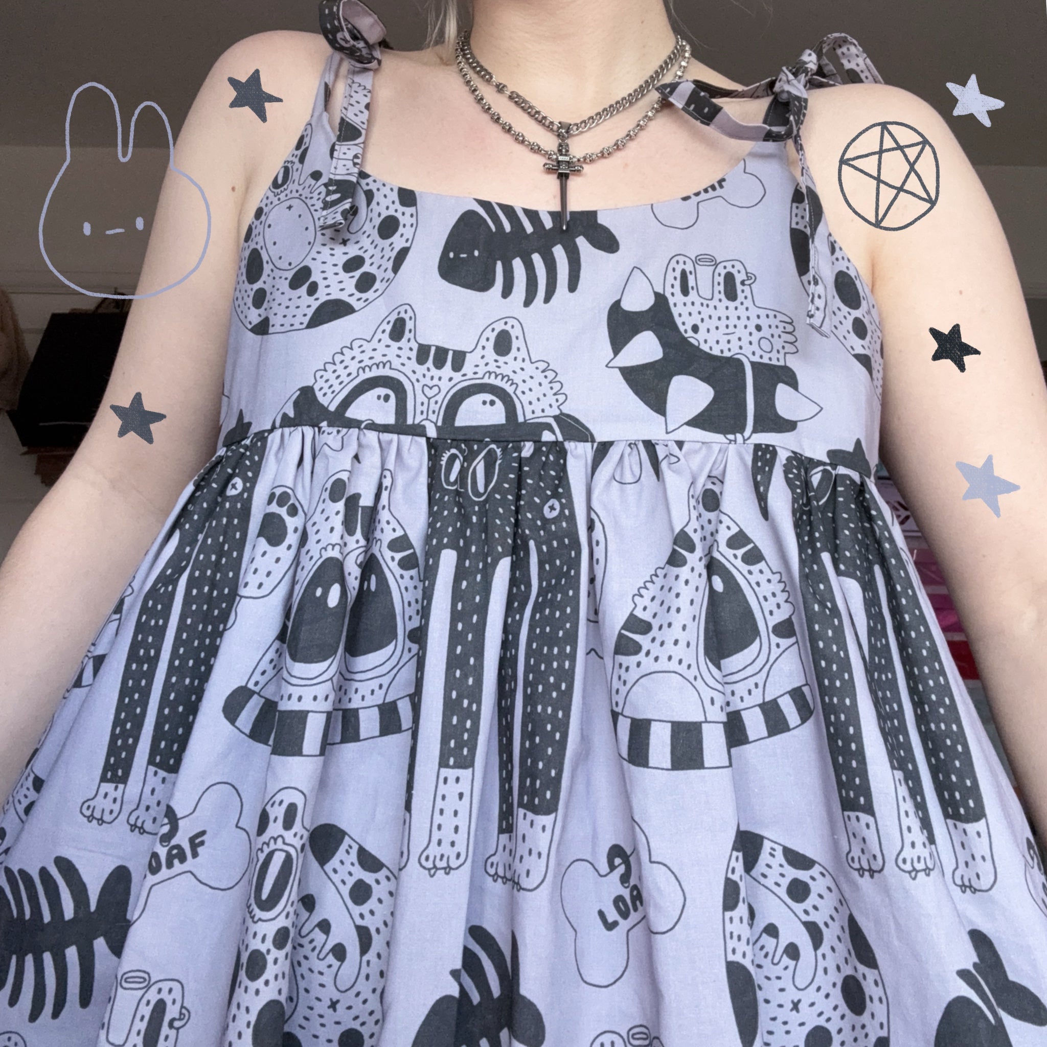 Grey Cats Dress *choose ur style* (made 2 order)