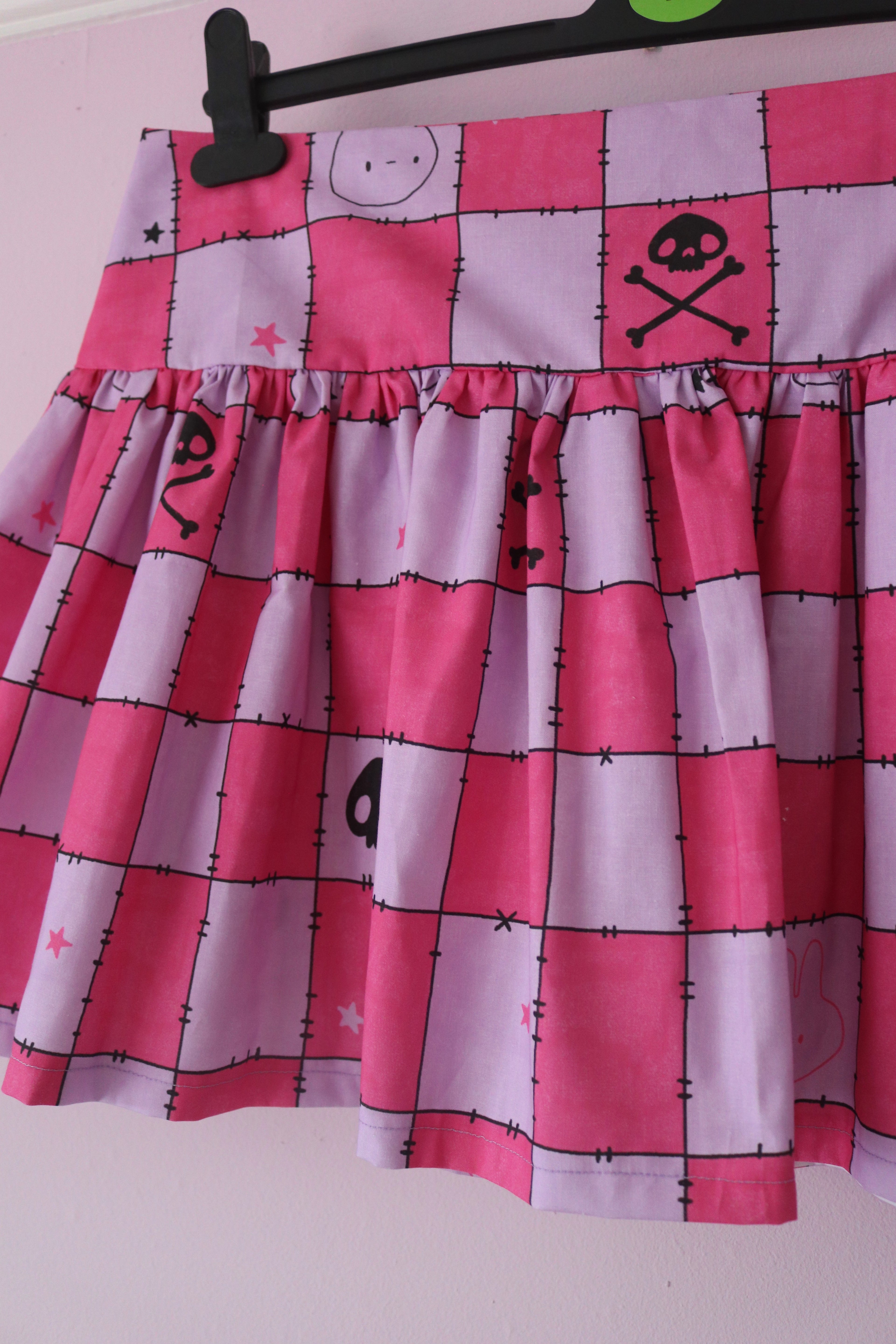 Lilac and Pink Check Mini Ruffled Skirt (UK14)