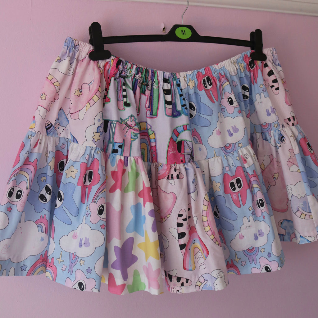 Pastel Patchwork Elasticated Mini Skirt (UK22-24)