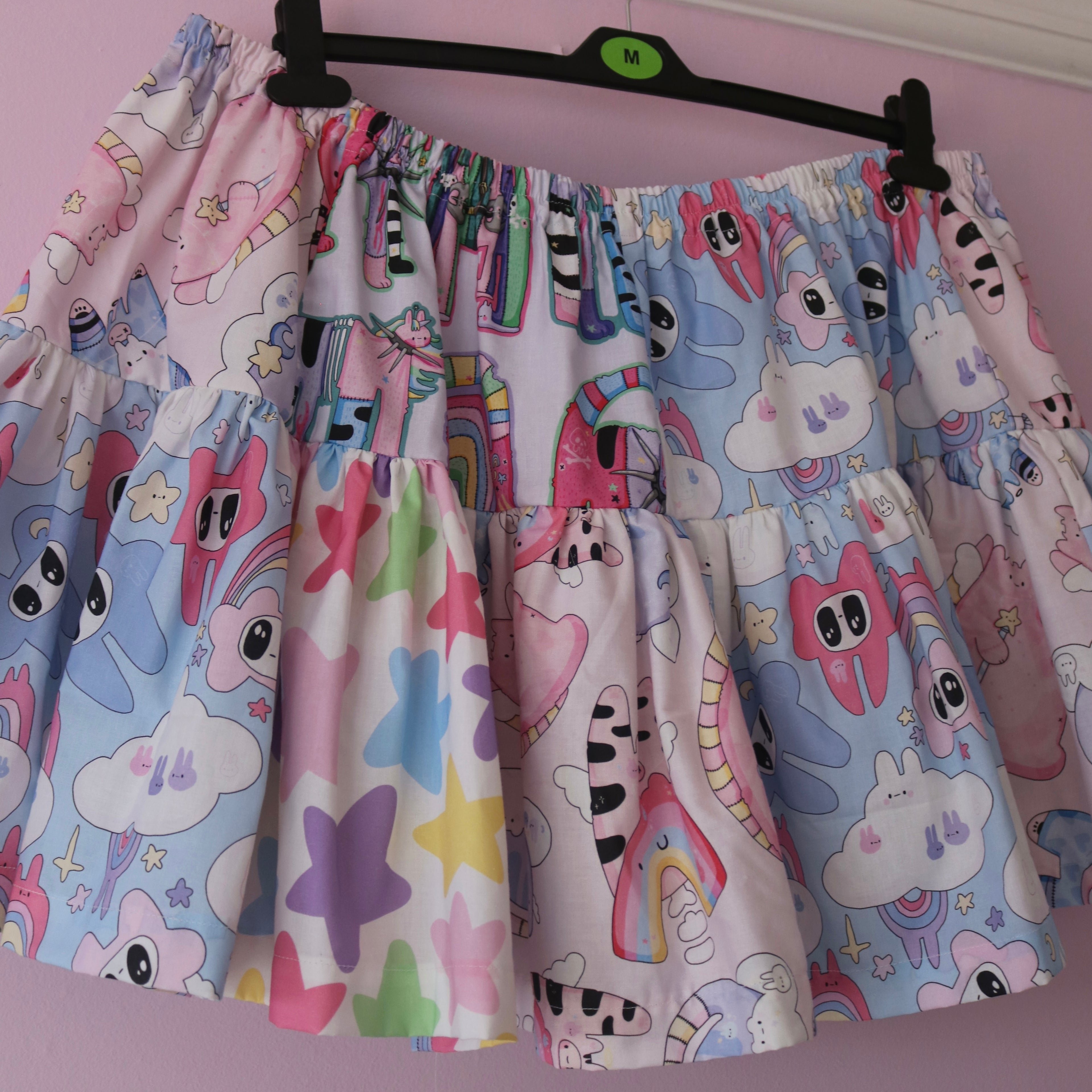 Pastel Patchwork Elasticated Mini Skirt (UK22-24)