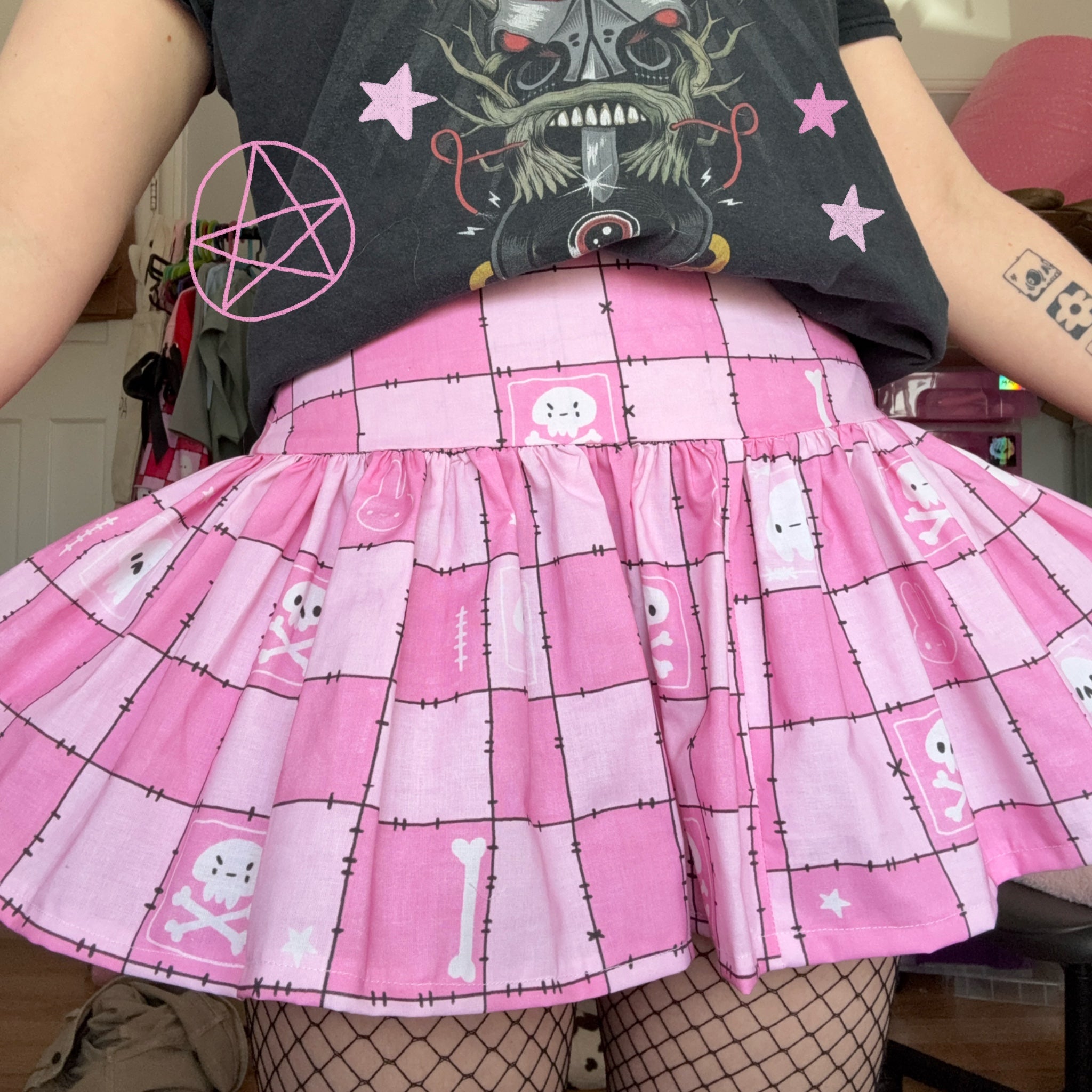 Pink Check Mini Ruffled Skirt (UK6)