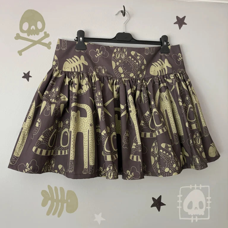 Brown Cats Ruffled Mini Skirt (UK14)