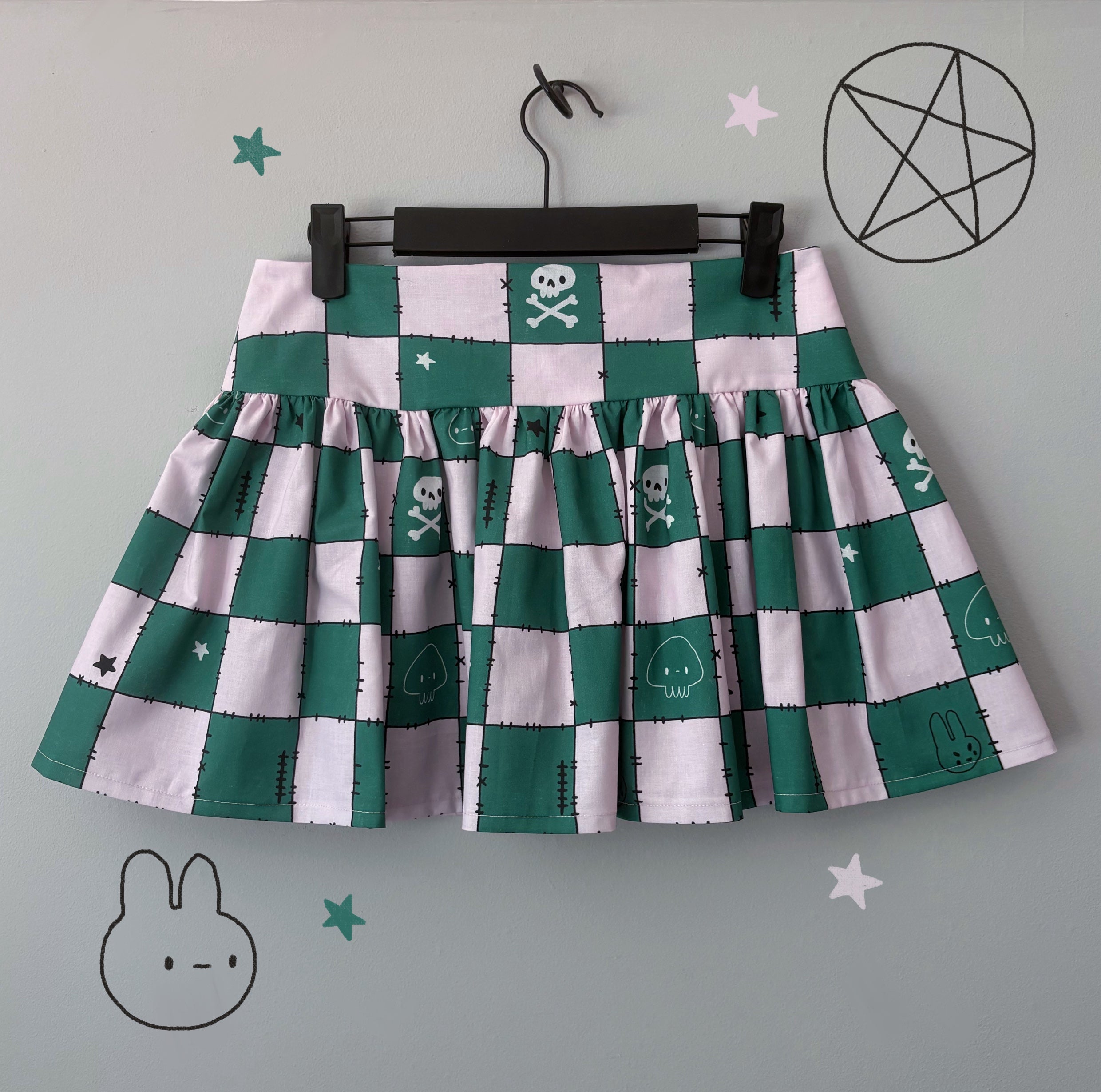 Green and Pink Check Mini Skirt (Size UK6)