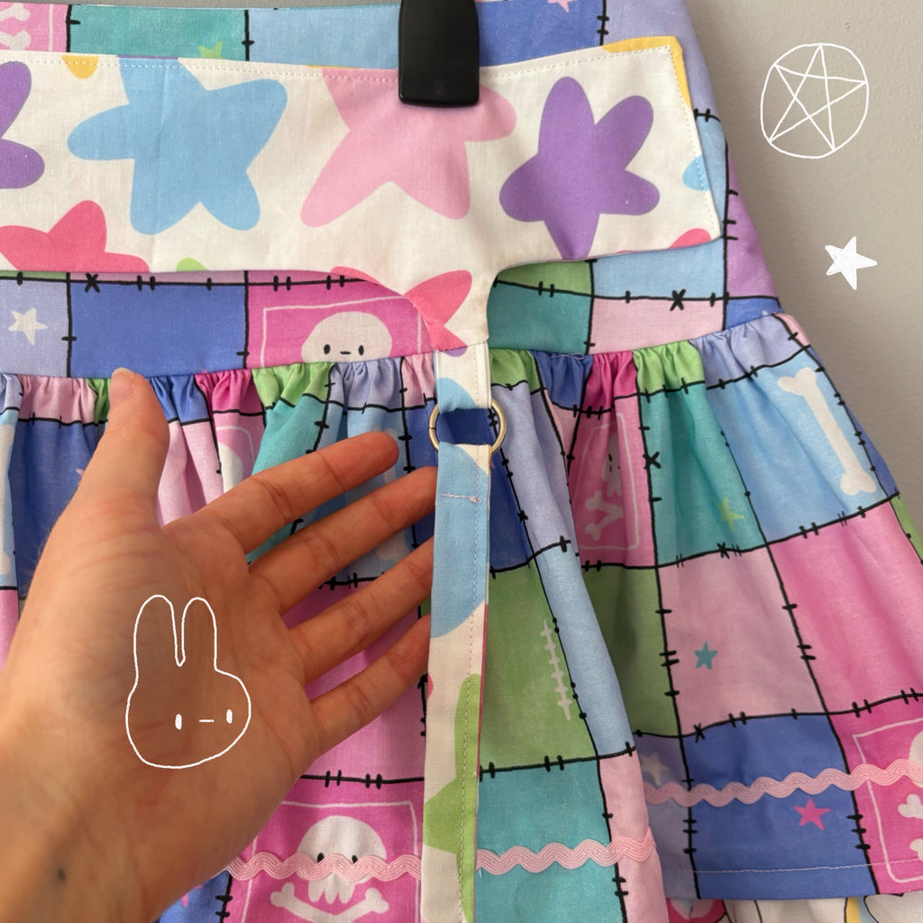 Pastel Check/Bunny Unicorn Ruffled Mini Skirt (UK18)