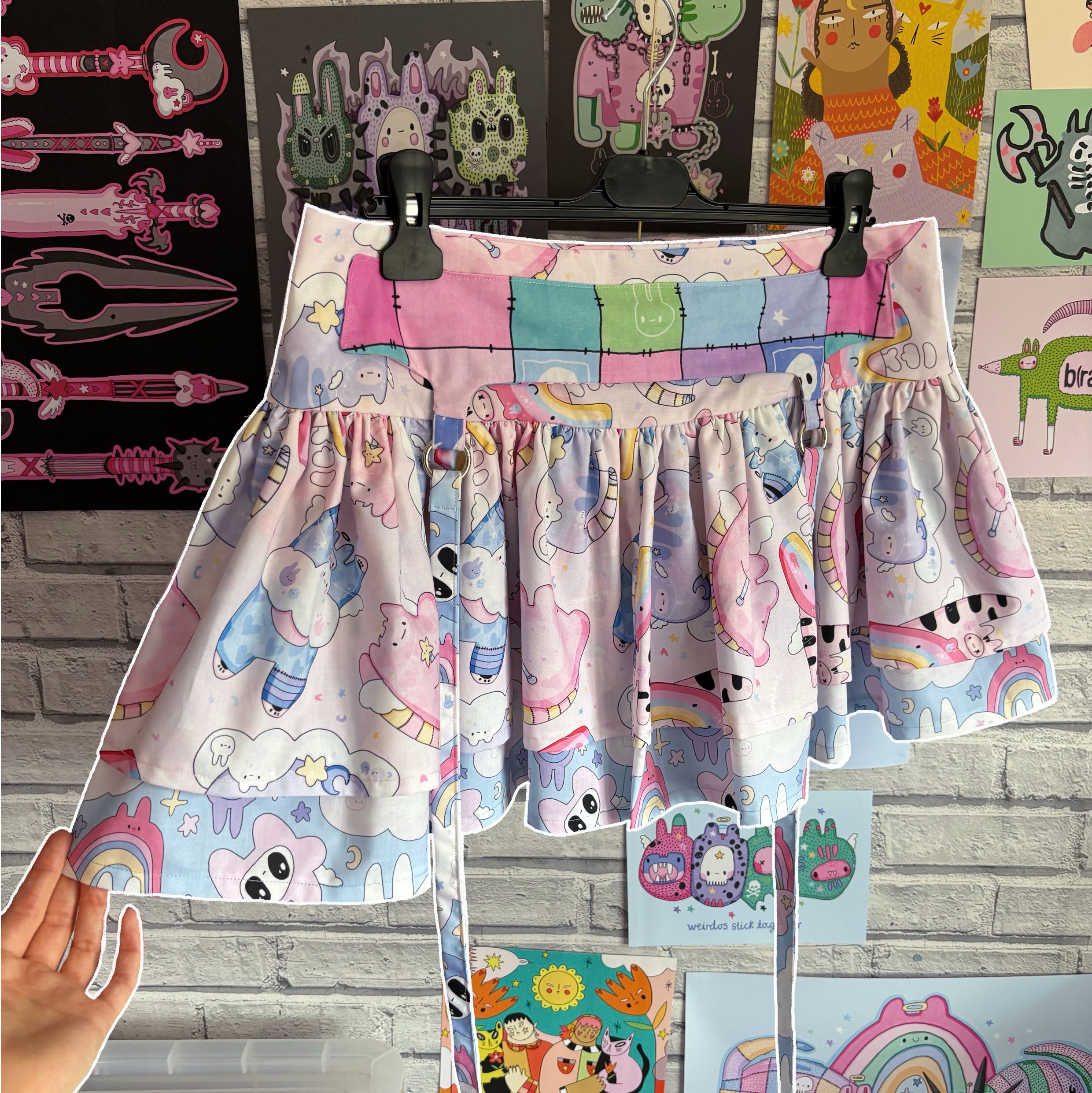 Fairy Cat/Blue Angels Ruffled Mini Skirt (UK12)