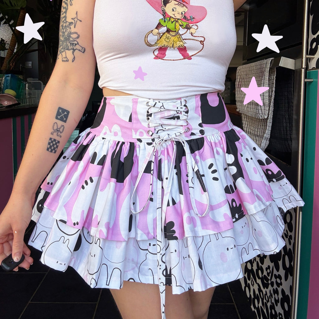 Pink Cats Corset Mini Ruffled Skirt (UK8)