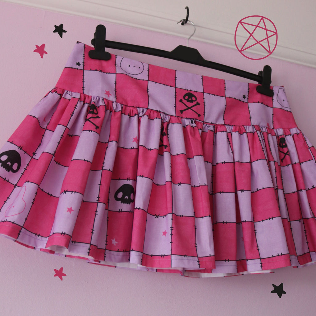 Lilac and Pink Check Mini Ruffled Skirt (UK14)