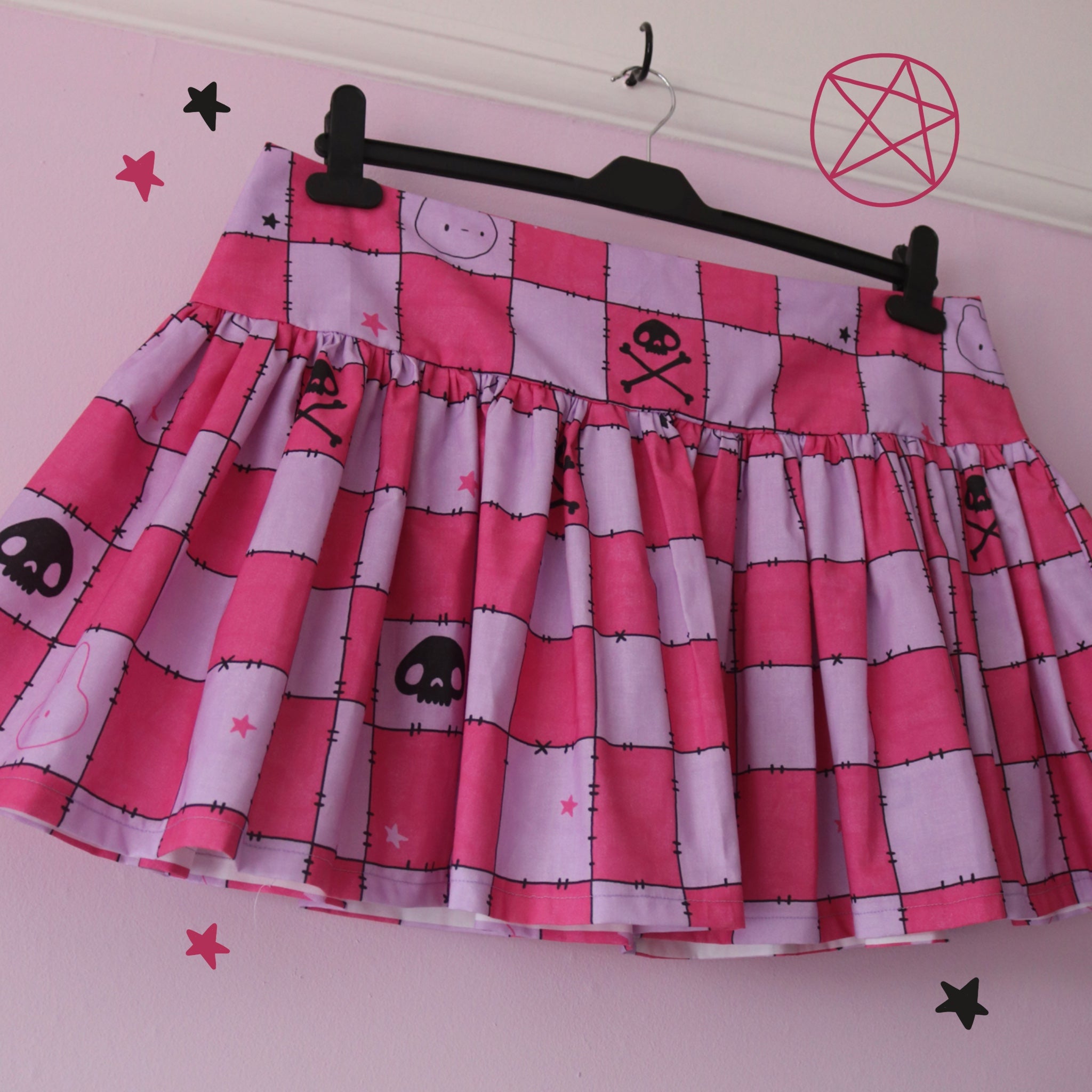 Lilac and Pink Check Mini Ruffled Skirt (UK14)