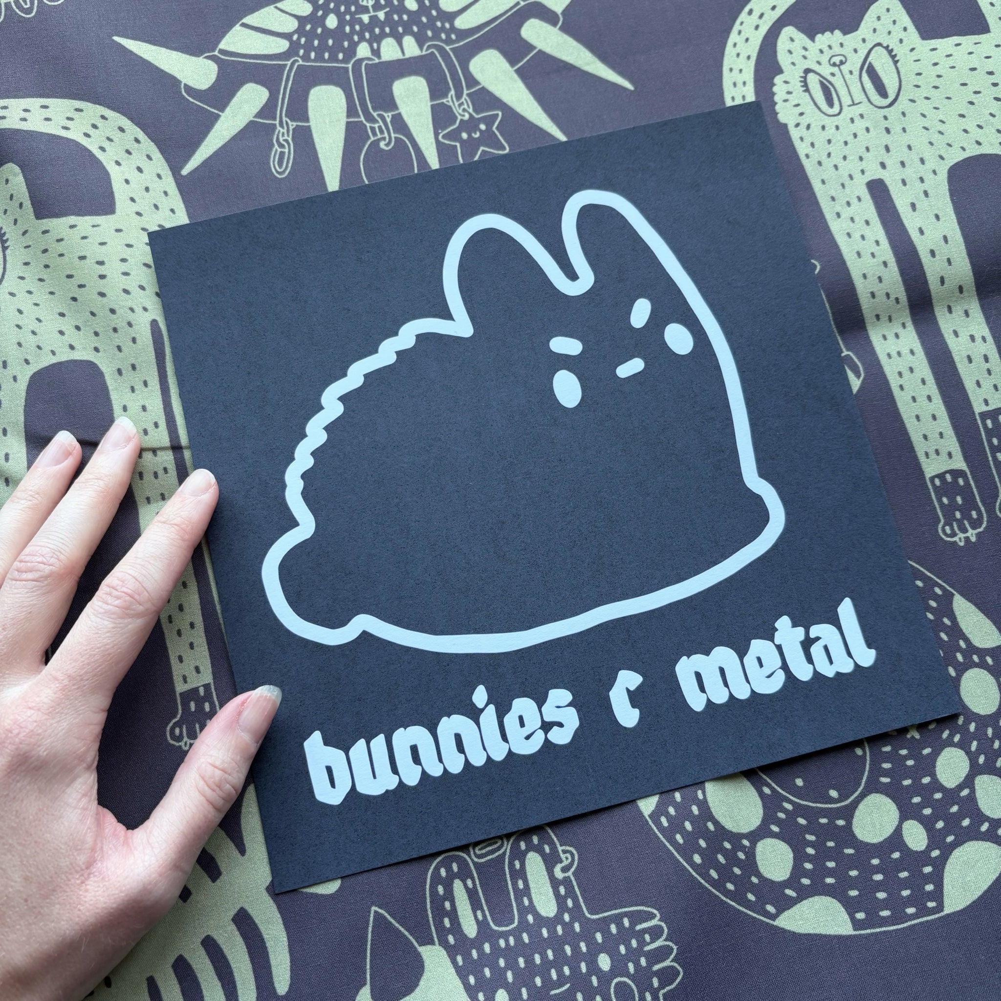 Bunnies R Metal Square Print