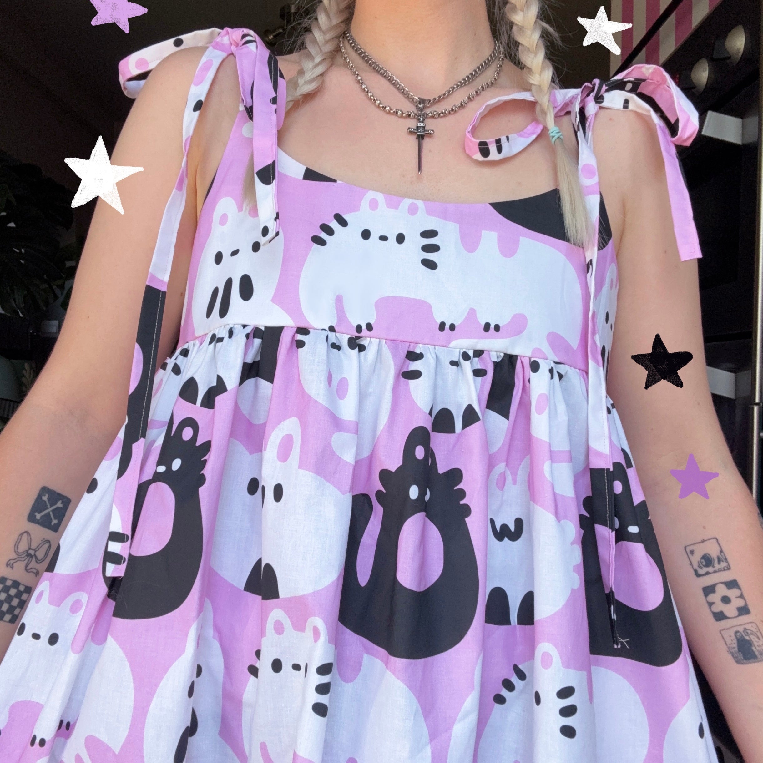 Pink Cats Dress *choose ur style* (made 2 order)