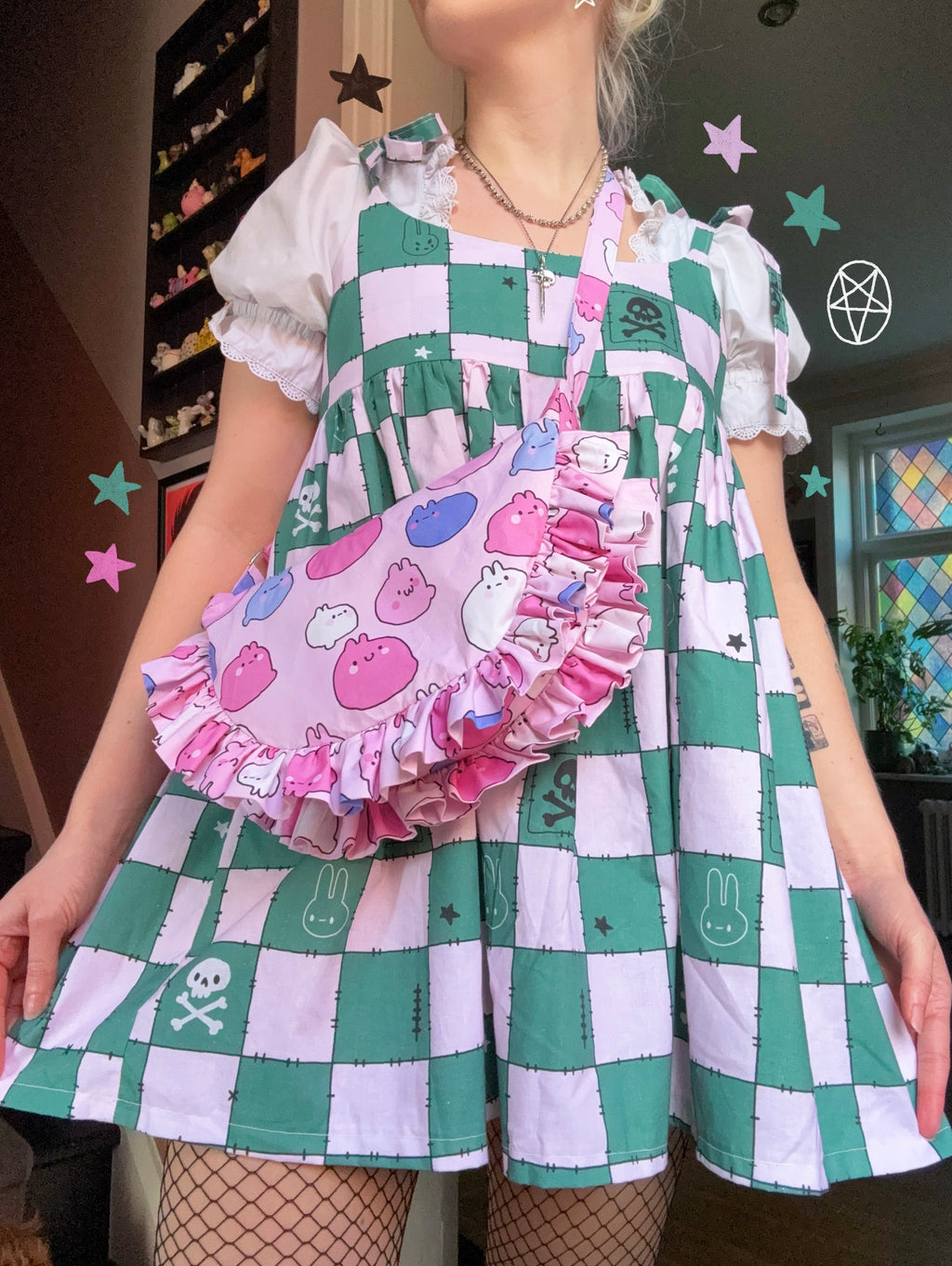 Green and Pink Check Dress *choose ur style* (made 2 order)